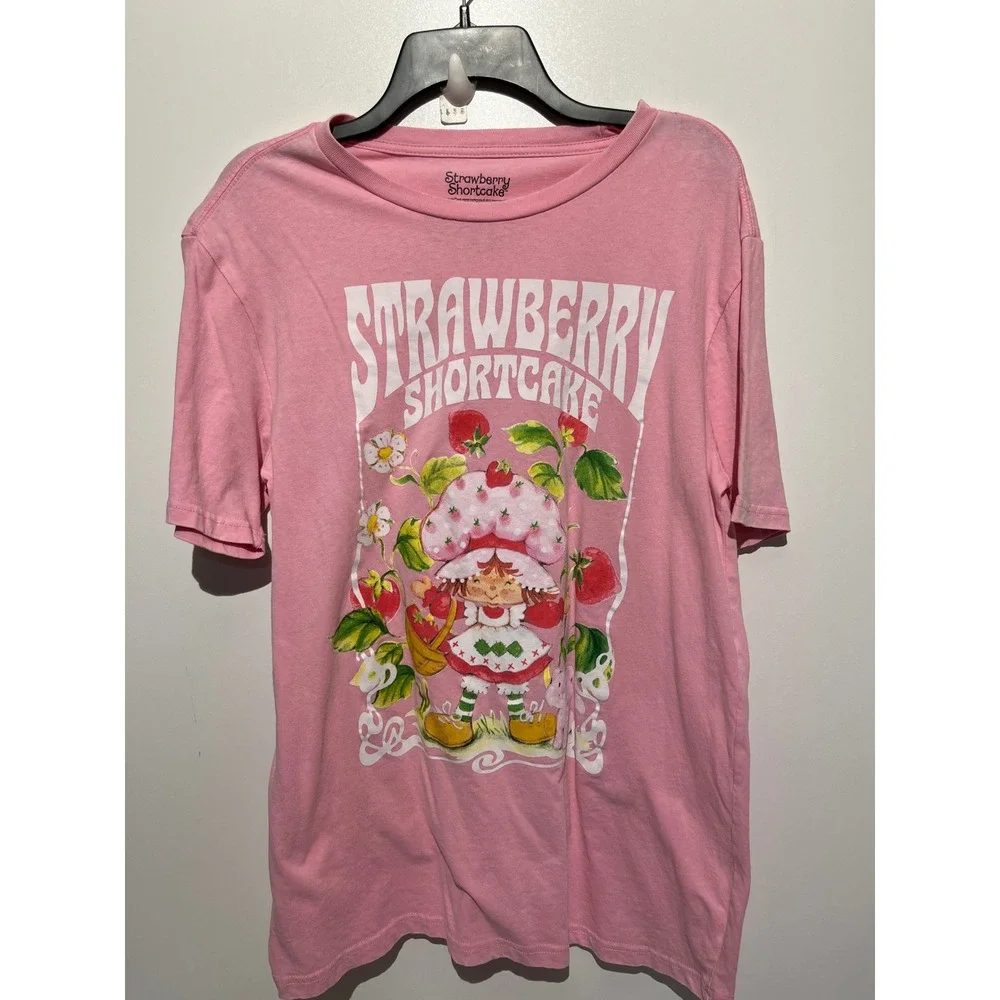 Strawberry Shortcake‎ Pink Graphic Tee Retro Cartoon Short Sleeve Shirt Small